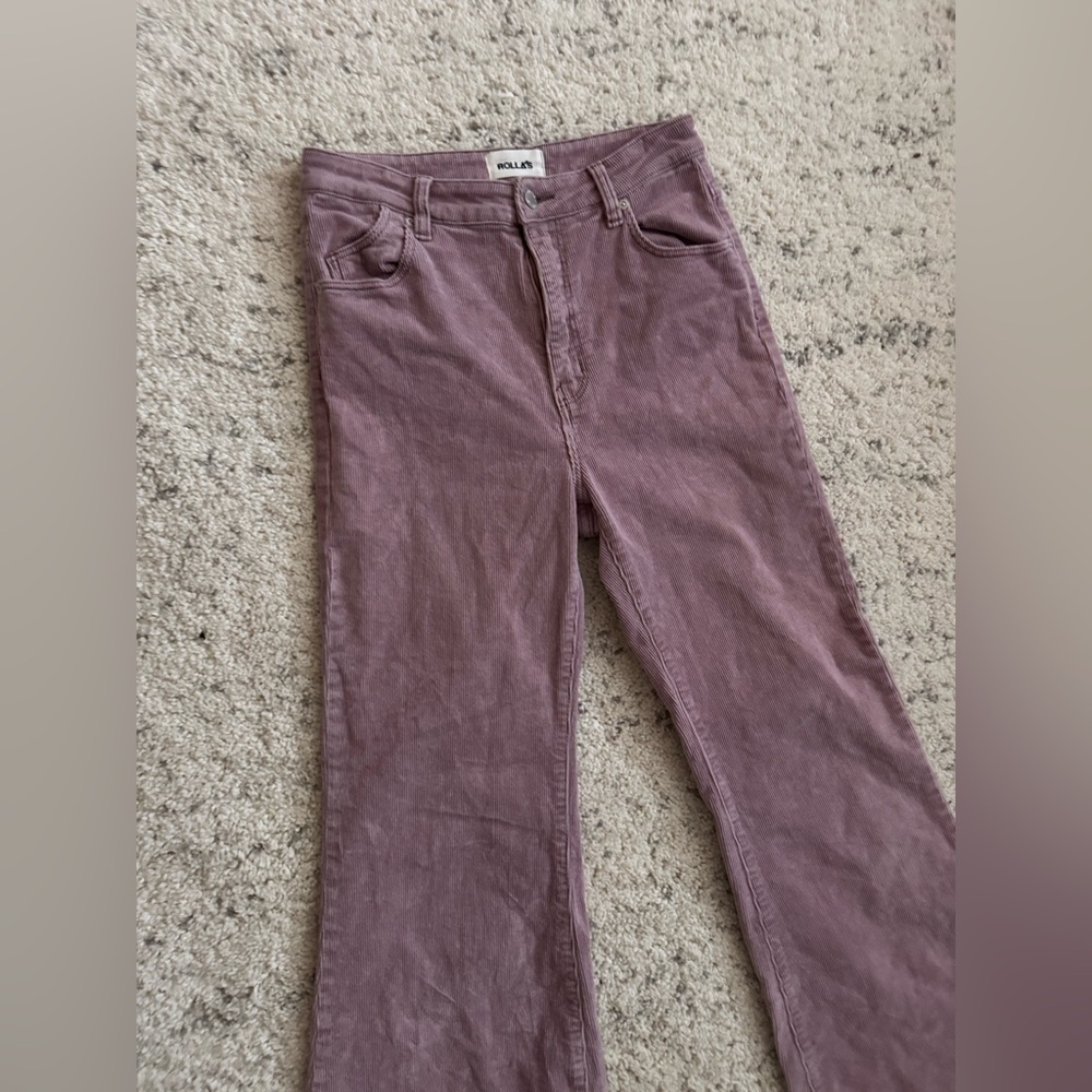 Rollas‎ East Coast Flare Corduroy Jeans Sz 28 in Pink - Picture 3 of 8